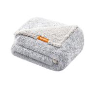 Feandrea Couverture Chien Hydrofuge, Longue Couverture en Peluche pour Chiens Petits et Moyens, Chats, 127 x 102 cm, L, Polaire Sherpa, Réversible, Protection pour Canapé, Gris Ombré PPB005G01