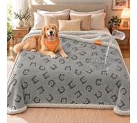 FEANDREA Couverture Chien Hydrofuge, Réversible, Taille XXL, 203 x 152 cm | Tissu Peluche Courte et Flanelle, Lavable en Machine, Protection pour Canapé, Lit, Gris, Collection BASCO PPB080G01