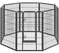 Feandrea Enclos pour chiens, pour chiens, DIY, 8 panneaux grillagés de 77 x 120 cm chacun, 2 barreaux en forme de L, portable, clôture pour chiens, pour l'intérieur et l'extérieur,