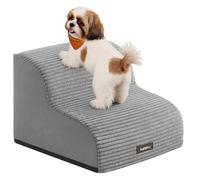 Feandrea Escalier pour Chien, à 2 Marches, Marches pour Chien, Lit, Canapé, Imperméable avec Designs Antidérapants, Pente Douce, Housse Amovible Lavable, Poignée, Gris Tourterelle PPS002G01