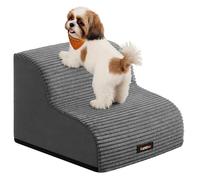 Feandrea Escalier pour Chien, à 2 Marches, Velours Côtelé, Marches pour Chien, Lit, Canapé, Imperméable, Design Antidérapant, Pente Douce, Housse Amovible Lavable, Poignée, Gris Ardoise PPS002GN01