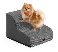 Feandrea Escalier pour Chien, à 2 Marches, Velours Gaufré, Marches pour Chien, Lit, Canapé, Imperméable, Design Antidérapant, Pente Douce, Housse Amovible Lavable, Poignée, Gris Ardoise PPS012GN01