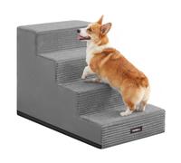 Feandrea Escalier pour Chien, Marches en Mousse Haute Densité, 4 Niveaux, 62 x 40 x 44 cm, Antidérapant et Lavable, Gris, pour Lit et Canapé, Collection Baddi PPS024GD01