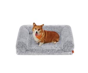 Feandrea FluffyHug Panier pour Chien, Canapé pour Chiot, Taille L, pour Chiens de Taille Moyenne, en Mousse Alvéolée, avec Housse Amovible Lavable, 91 x 68 x 16 cm, Gris Ombré PGW232G01V1