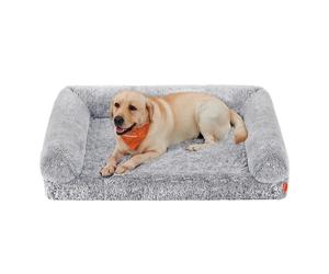 Feandrea FluffyHug Panier pour Chien, Canapé pour Chiot, Taille XXL, pour Chiens de Grande Taille, en Mousse Alvéolée, avec Housse Amovible Lavable, 122 x 85 x 16 cm, Gris Ombré PGW234G01V1