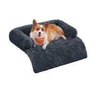 Feandrea FluffyHug Panier pour Chien, Tissu Peluche, Tapis, Couverture de Protection pour Canapé, Taille L, pour Chiens de Taille Moyenne, 95 x 85 x 16 cm, Gris Foncé PGW222G02