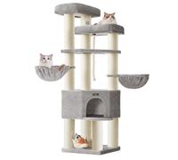 Feandrea Grand Arbre à Chat, à Plusieurs Niveaux, XXL, 55 x 55 x 186,7 cm, Gris Tourterelle et Blanc Crème
