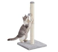 Feandrea Griffoir pour Chat, Poteau à Griffer en Sisal Naturel, Hauteur 84 cm, Base Stable avec Jouet, 40 x 40 x 84 cm, Gris Clair, pour Grands Chats, Collection Clawfy PCA043G101