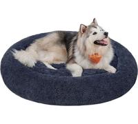 Feandrea lit moelleux pour chien, panier pour chat, coussin donut, lavable, rembourrage central amovible, peluche longue, 140 cm de diamètre, gris foncé