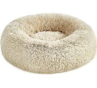 Feandrea lit moelleux pour chien, panier pour chat, coussin donut, lavable, rembourrage central amovible, peluche longue, 60 cm de diamètre, ombré kaki
