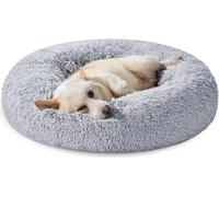 Feandrea lit moelleux pour chien, panier pour chat, coussin donut, lavable, rembourrage central amovible, peluche longue, 80 cm de diamètre, gris ombre