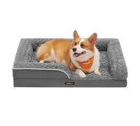 Feandrea Lit orthopédique pour chien de taille moyenne, canapé imperméable avec housse en peluche amovible, 91 x 68 x 16 cm, gris ardoise PGW252G02