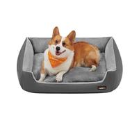 Feandrea Lit pour chien avec coussin amovible et réversible, bords surélevés, fond antidérapant, L, 85 x 65 x 21 cm, Gris ardoise et gris pigeon PGW004G02