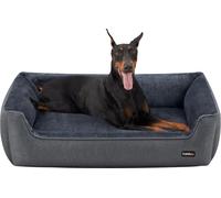 Feandrea lit pour chien, coussin pour chien en aspect lin, panier pour chien, bords surélevés, fond antidérapant, housse amovible, lavable, XXL,