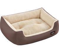FEANDREA Lit pour chien, panier pour chien avec coussin réversible, 70 x 55 x 21 cm, marron
