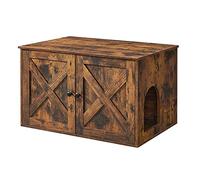 Feandrea Maison de Toilette Chat, Meuble Litière Chat, 80 x 53 x 50 cm | Cache-litière, avec Séparateur Amovible, Table, Marron Rustique, Collection HAINS PCL002X01