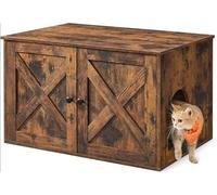 Feandrea Meuble cache-litière pour chat - Plateau et cloison amovible, 80 x 53 x 50 cm - Brun vintage