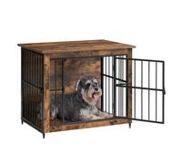 Feandrea Meuble Cage pour Chien, Table d’Appoint, avec Fond Plein, Maison de Chien 2 Portes, 82 x 55 x 64 cm, pour Chiens Jusqu’à 20 kg, Marron Rustique PFC022KD01
