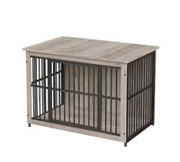 Feandrea Meuble Cage pour Chien, Table d’Appoint, avec Fond Plein, Maison de Chien 2 Portes, 98 x 65 x 69 cm, pour Chiens Jusqu’à 32 kg, Grège Chiné PFC023G01