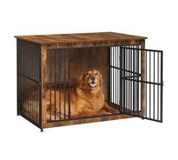 Feandrea Meuble Cage pour Chien, Table d’Appoint, Niche Moderne pour Chiens Jusqu’à 37 kg, Cage Solide pour Chien avec Fond Plein, Double Porte, Marron Rustique PFC024X01