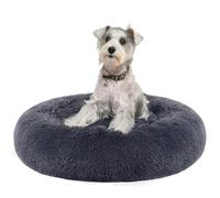 Feandrea Panier Chien Rond et Chat, Dehoussable Lavable, 70 cm de diamètre | Coussin en forme de beignet, Rembourrage central amovible, Peluche longue, Gris foncé, Collection BOBBEE PGW039G02