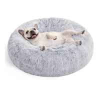 Feandrea Panier pour Chien, Lit Ronde en Forme de Beignet, Canapé, Coussin Central Amovible et Lavable, Tissu Peluche Doux, Ø70 cm, Gris Ombré PGW039G01