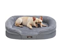 Feandrea Panier pour Chien de Taille Moyenne, 76 x 51 x 18 cm, Orthopédique, Mousse Alvéolée, Doublure Hydrofuge, Bords Surélevés, Housse Amovible et Lavable, Antidérapant, Gris Clair PGW281G01