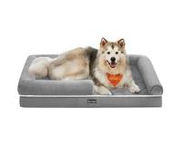 Feandrea Panier pour Chien Grande Taille XXXL Orthopédique, Canapé, Lit pour Chien Déhoussable Lavable, Rembourrage Moelleux, Bords Rehaussés, 120 x 85 x 18 cm, Antidérapant, Gris Clair PGW078G02V1
