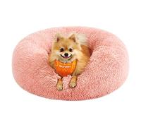 Feandrea Panier pour Chien, Lit Ronde en Forme de Beignet, Canapé, Coussin Central Amovible et Lavable, Tissu Peluche Doux, Ø60 cm, Rose PGW038P01