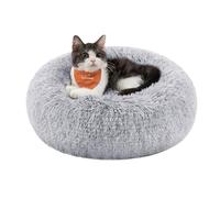 Feandrea Panier pour Chien, Lit Ronde en Forme de Beignet, Canapé, Coussin Central Amovible et Lavable, Tissu Peluche Doux, Ø40 cm, Gris Ombré PGW036G01