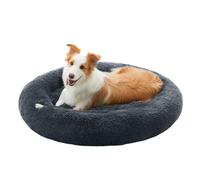 Feandrea Panier pour Chien, Lit Ronde en Forme de Beignet, Canapé, Coussin Central Amovible et Lavable, Tissu Peluche Doux, Ø100 cm, Gris Foncé PGW042G02