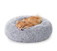 Feandrea Panier pour Chien, Lit Ronde en Forme de Beignet, Canapé, Coussin Central Amovible et Lavable, Tissu Peluche Doux, Ø60 cm, Gris Ombré PGW038G01