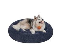 Feandrea Panier pour Chien, Lit Ronde en Forme de Beignet, Canapé, Coussin Central Amovible et Lavable, Tissu Peluche Doux, Ø140 cm, Gris Foncé PGW044G02