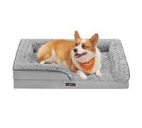 Feandrea Panier pour Chien, Orthopédique, 91 x 68 x 16 cm | Lit pour Animal, Mousse Alvéolée, Housse Amovible, Bords Surélevés Rembourrés, Gris tourterelle, Collection BLOMFY PGW252G01