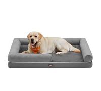 FEANDREA Panier pour Chien Orthopédique, Antidérapant, 135 x 107 x 25 cm | Canapé, Rembourrage Moelleux, Bords Rehaussés, Housse Amovible et Lavable, Gris Tourterelle, Collection Blomfy PGW079G02