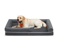Feandrea Panier pour Chien Orthopédique, Canapé, Lit pour Animaux, Rembourrage Moelleux, Bords Rehaussés, Housse Amovible et Lavable, 135 x 102 x 23 cm, Antidérapant, Gris Foncé PGW079G01V1