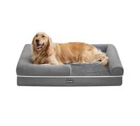 Feandrea Panier pour Chien Orthopédique, Canapé, Lit pour Animaux, Rembourrage Moelleux, Bords Rehaussés, Housse Amovible et Lavable, 106 x 76 x 18 cm, Antidérapant, Gris Clair PGW077G02V1