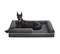 Feandrea Panier pour Chien Orthopédique, Canapé, Lit pour Animaux, Rembourrage Moelleux, Bords Rehaussés, Housse Amovible et Lavable, 120 x 85 x 18 cm, Antidérapant, Gris Foncé PGW078G01V1