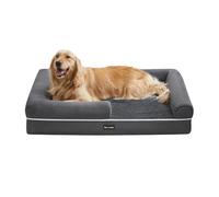 Feandrea Panier pour Chien Orthopédique, Canapé, Lit pour Animaux, Rembourrage Moelleux, Bords Rehaussés, Housse Amovible et Lavable, 106 x 76 x 18 cm, Antidérapant, Gris Foncé PGW077G01V1