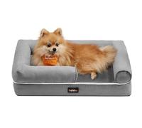 Feandrea Panier pour Chien Orthopédique, Canapé, Lit pour Animaux, Rembourrage Moelleux, Bords Rehaussés, Housse Amovible et Lavable, 76 x 51 x 18 cm, Antidérapant, Gris Clair PGW074G02