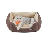 FEANDREA Panier pour Chiens, Canapé-Lit pour Animaux, 60 x 50 x 20 cm | Coussin Amovible et Réversible, Bords Surélevés, Fond Antidérapant, Beige Sable et Marron Noisette, Collection BEAKON PGW001Z
