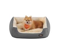 Feandrea Panier pour Chiens, Canapé-Lit pour Animaux, Coussin Amovible et Réversible, Bords Surélevés, Fond Antidérapant, Taille M, 70 x 55 x 21 cm, Gris Tourterelle et Beige Sable PGW003G01