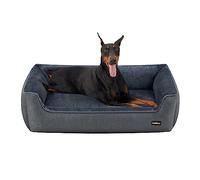 Feandrea Panier pour Chiens, Lit pour Animaux, Canapé, en Tissu Façon Lin, Bords Rehaussés, Antiglisse, Housse Amovible Lavable, Taille XXL pour Grands Chiens, 120 x 90 x 30 cm, Gris Foncé PGW013G01