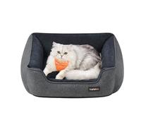 Feandrea Panier pour Chiens, Lit pour Animaux, Canapé, en Tissu Façon Lin, Bords Rehaussés, Antiglisse, Housse Amovible Lavable, Taille S pour Chiens Miniatures, 60 x 50 x 21 cm, Gris Foncé PGW009G01