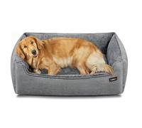 Feandrea Panier pour Chiens, Lit pour Animaux, Canapé, Tissu Façon Lin, Bord Rehaussé, Antiglisse, Housse Amovible Lavable, Taille XL pour Grands Chiens, 100 x 75 x 25 cm, Gris Clair PGW014GD01