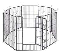 FEANDREA Parc Enclos pliable 8 Panneaux 77 x 100 cm Chiens/Lapins Clôture en Métal Chiots avec Porte de 32 x 82 cm PPK81G