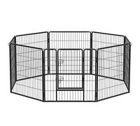 Feandrea Parc pour Chien, 8 Panneaux, Chaque Panneau 77 x 80 cm | Enclos pour Chiot, Clôture, Chenil, Cage, Lapin, Poule, Double Verrou en L, Intérieur, Jardin, Noir, Collection DACK PPK88H