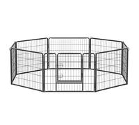 Feandrea Parc pour Chien, 8 Panneaux, Chaque Panneau 80 x 60 cm | Enclos pour Chiot, Chenil, Double Verrou en L, Intérieur, Extérieur, Jardin, Lapin, Poule, Gris, Collection DACK PPK86G