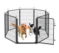 Feandrea Parc pour Chien 8 Panneaux en Acier Antirouille, Enclos Modulable avec Porte, 170 x 170 x 100 cm, Noir, Intérieur et Extérieur, Collection Dack PPK021B102