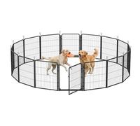 Feandrea Parc pour Chien 8 Panneaux en Acier Antirouille, Enclos Modulable avec Porte, 276 x 276 x 80 cm, Noir, Intérieur et Extérieur, Collection Dack PPK038B102